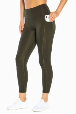 Marika High Rise Side Pocket Ankle Legging - Rosin Green