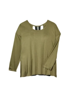 Marika Asher Long Sleeve Tee With Cutout Back | Olive Green / Black -Marika c20889792d7db18b0973644ef1a82f739907235b
